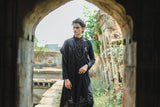 Black Kurta Set with Elegant Thread Work Embroidery and Dupatta