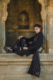 Black Kurta Set with Elegant Thread Work Embroidery and Dupatta