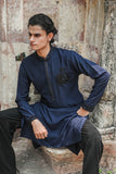 Navy Blue Kurta with Delicate Bead Work for a Refined Look