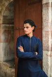 Navy Blue Kurta with Delicate Bead Work for a Refined Look