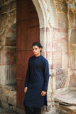 Navy Blue Kurta with Delicate Bead Work for a Refined Look