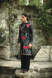 Black Satin Silk Kurta with Elegant Floral Embroidery