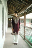 Maroon Zari Embroidered Kurta Set for Festive Occasions