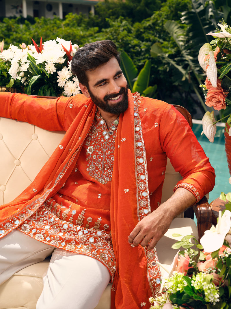 Orange kurta for Day 1