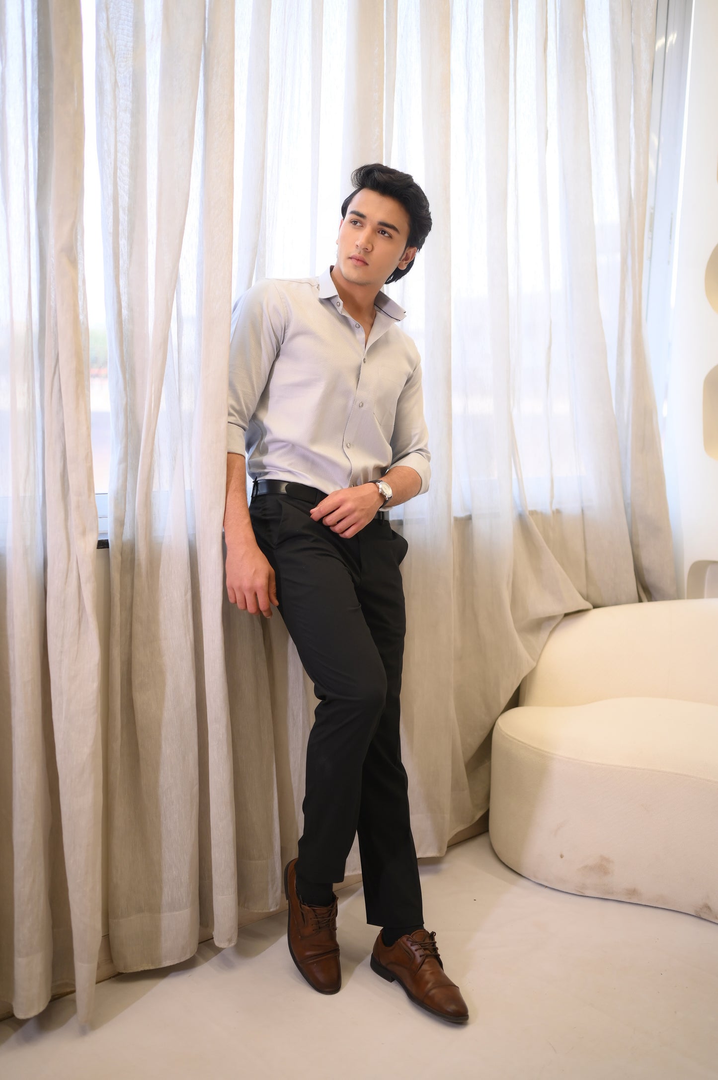 MODERN GRID DOBBY SHIRT