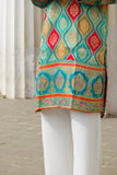 Men's Aqua Blue Jacquard Kurta Set with Position Print