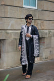 Men's Black Linen Satin Kurta Set with Dupatta