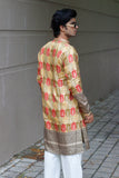 Men's Yellow Jacquard Kurta Set with Position Print