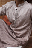 Men's Rosewood Silk Kurta Set with Zari Embroidery