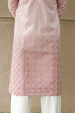 Men's Pink Ombre Silk Kurta Set with Silver Zari Embroidery