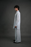 Classic Sky Blue Linen Blend Pathani Suit with Flared Pants