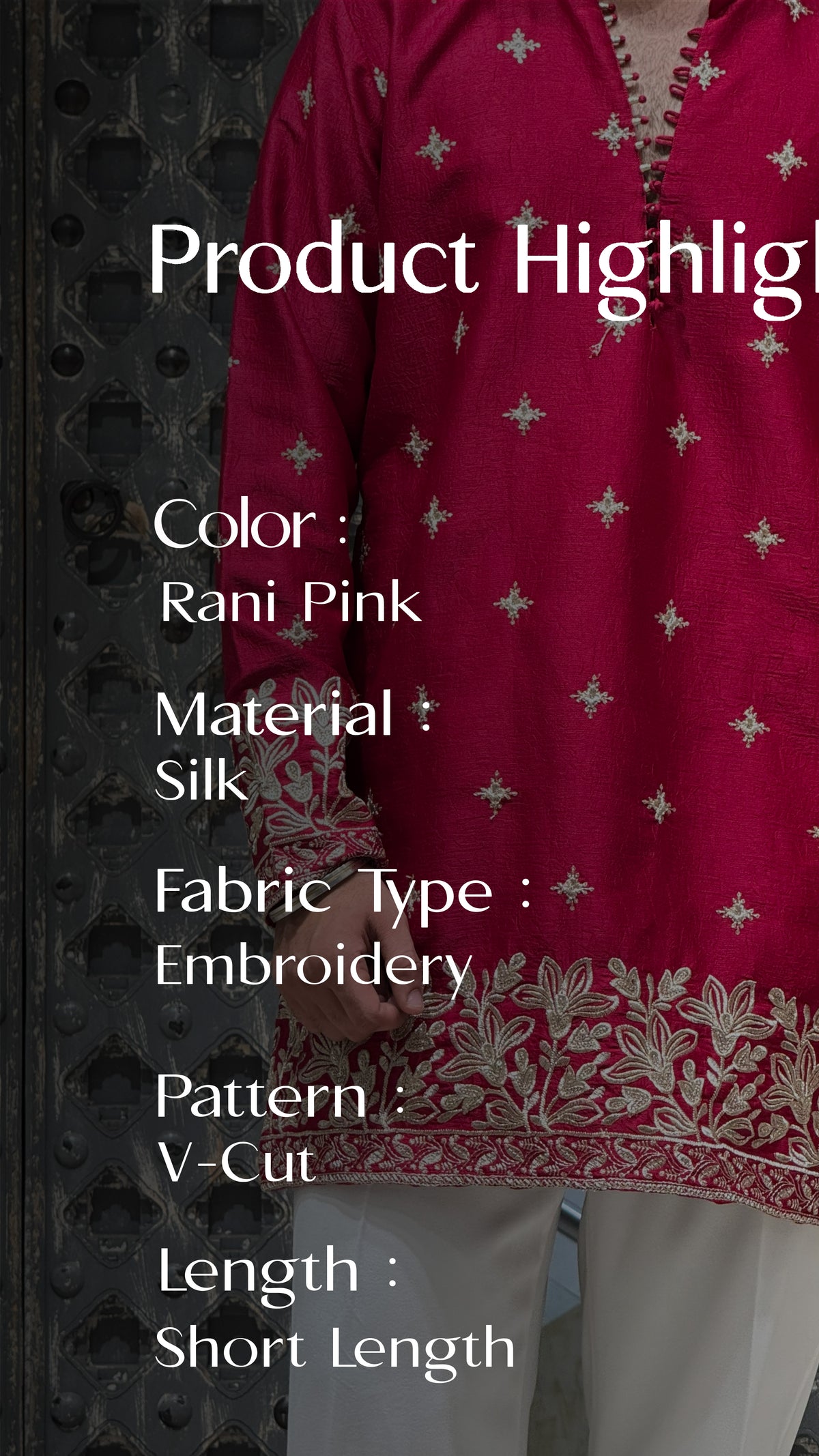 Rani Pink Silk Short Kurta Set with Jari Embroidery