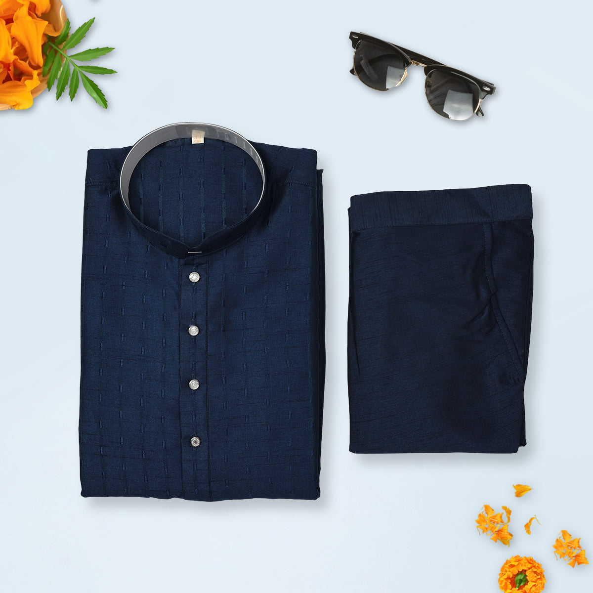 Silk Dobby Kurta Set with Matching Pants