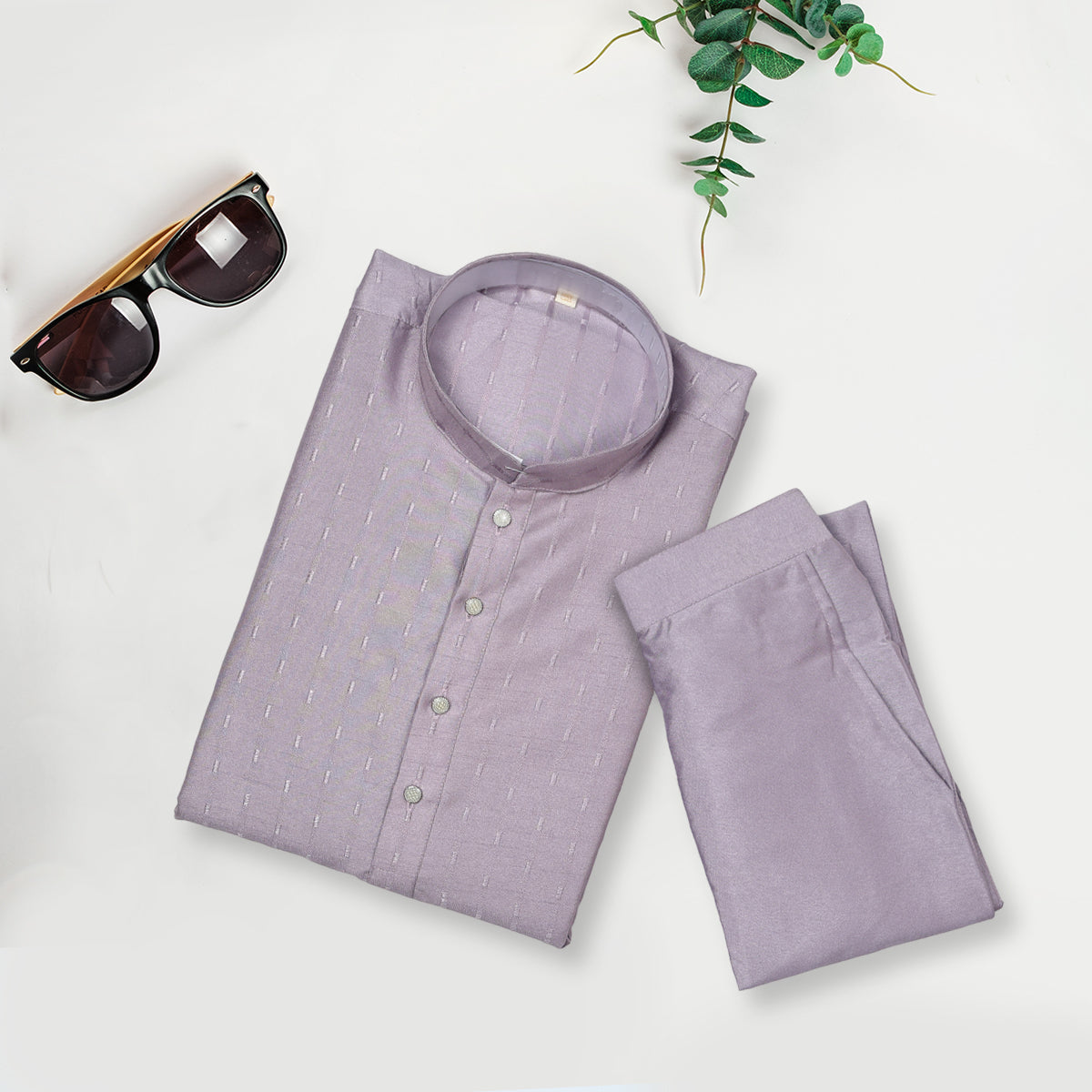 Silk Dobby Kurta Set with Matching Pants