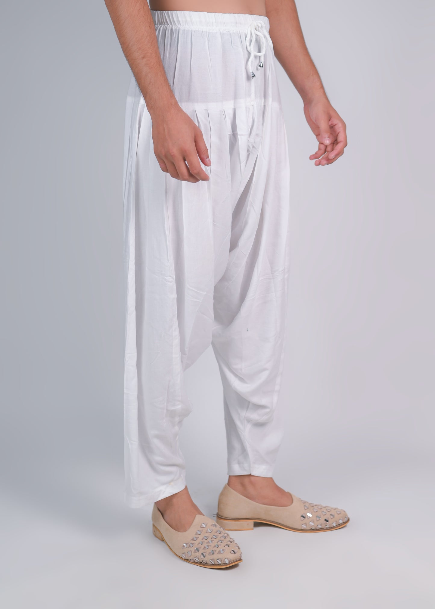 White Rayon Cotton Patiala Pyjama