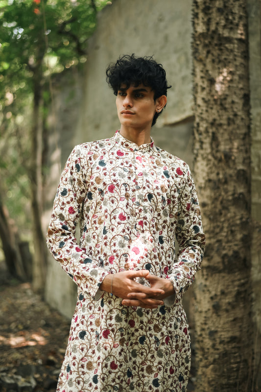 Off White Silk Kurta Set