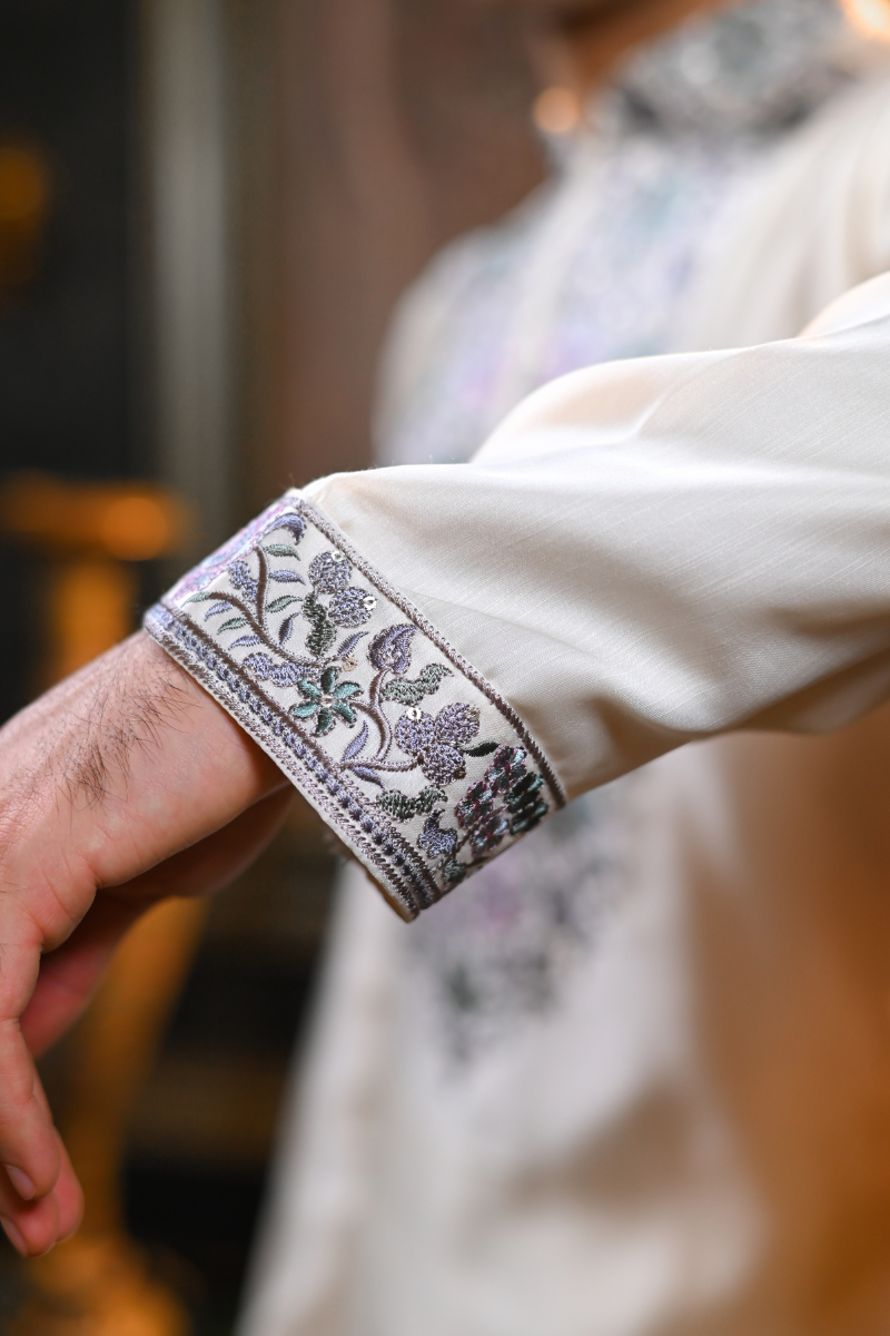 Festive Off White Embroidery New Kurta Set