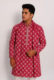 Men’s Pink Tie-and-Dye Rayon Kurta Set with Sequins & Mirror Work