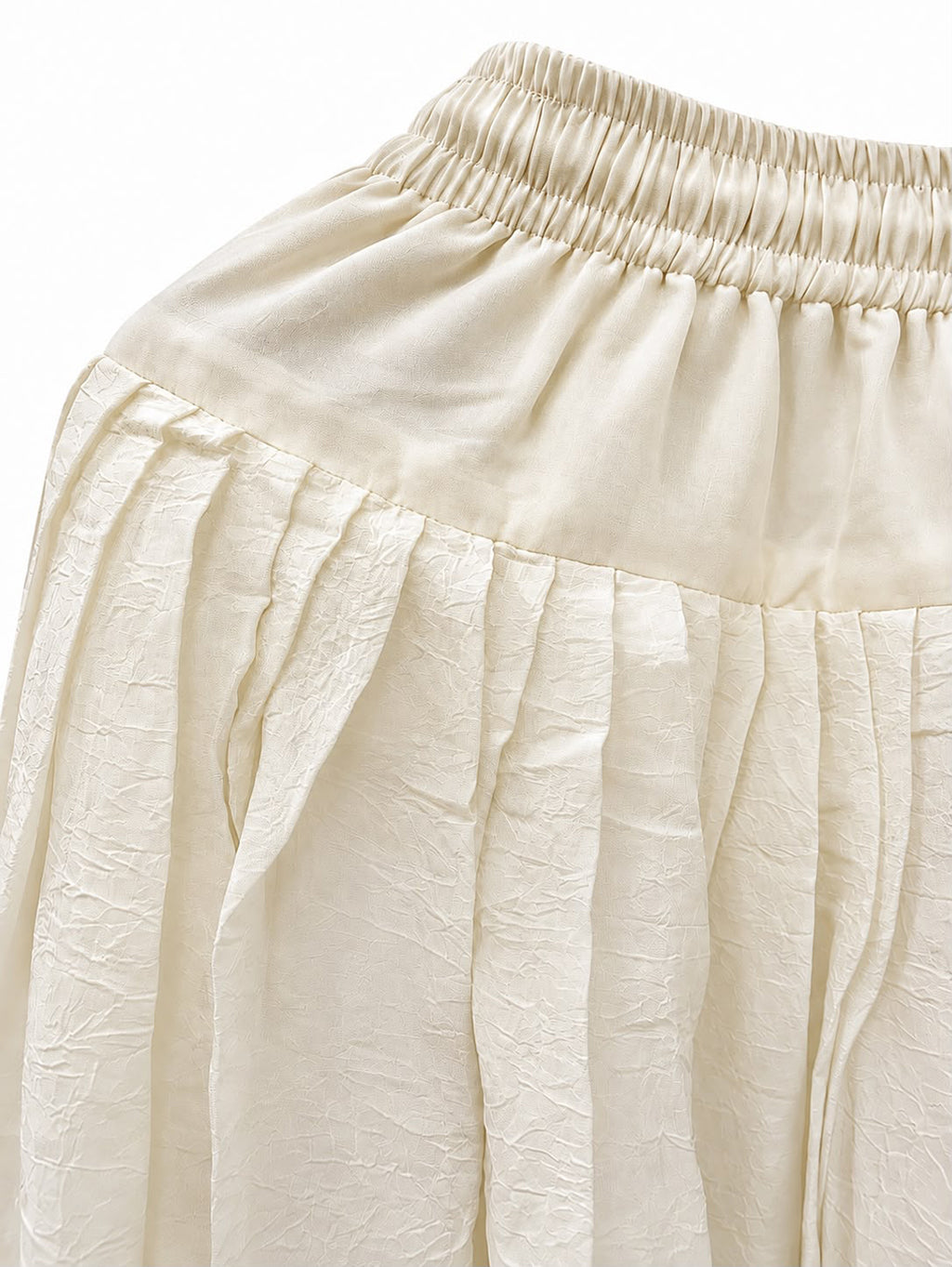 Off White Chiffon Crush Patiala Pant with Drawstring and Elastic Waist