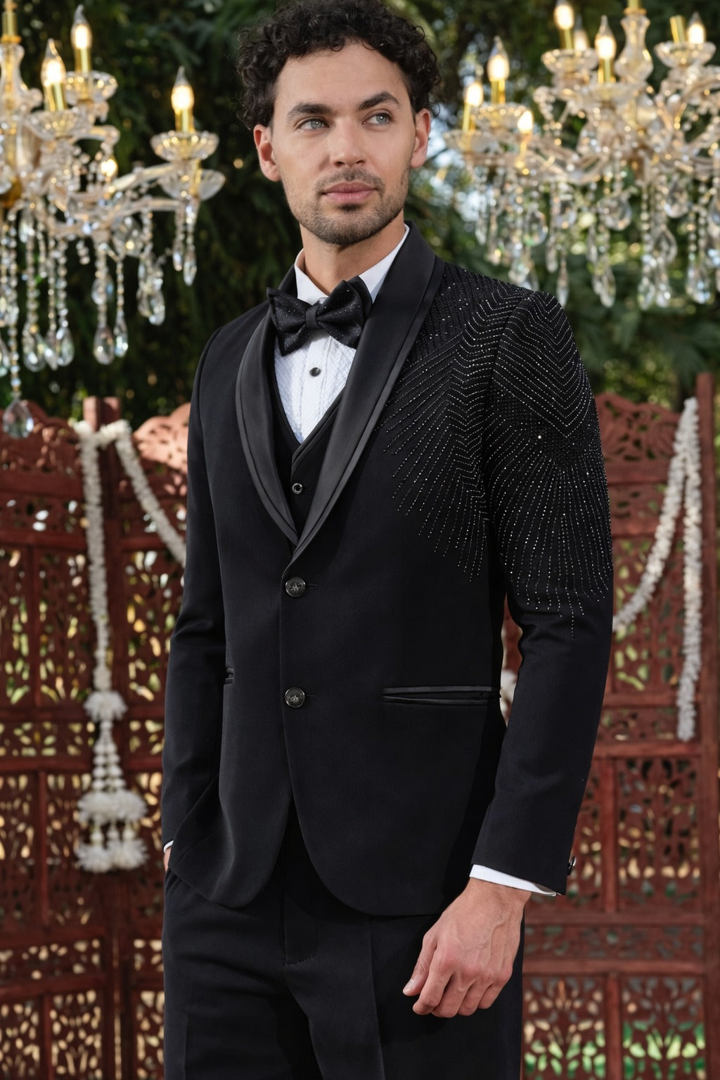 5-Piece TR Structural Tuxedo Suit with Shawl Lapel