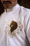Men's White BSY Kurta Set with Sequins & Zari Embroidery