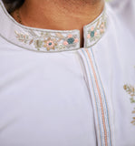 Men's White BSY Kurta Set with Sequins & Zari Embroidery