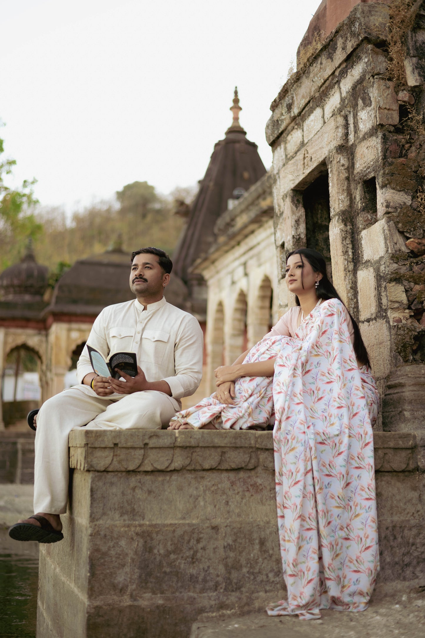 Classic Linen Blend Pathani Suit for Men