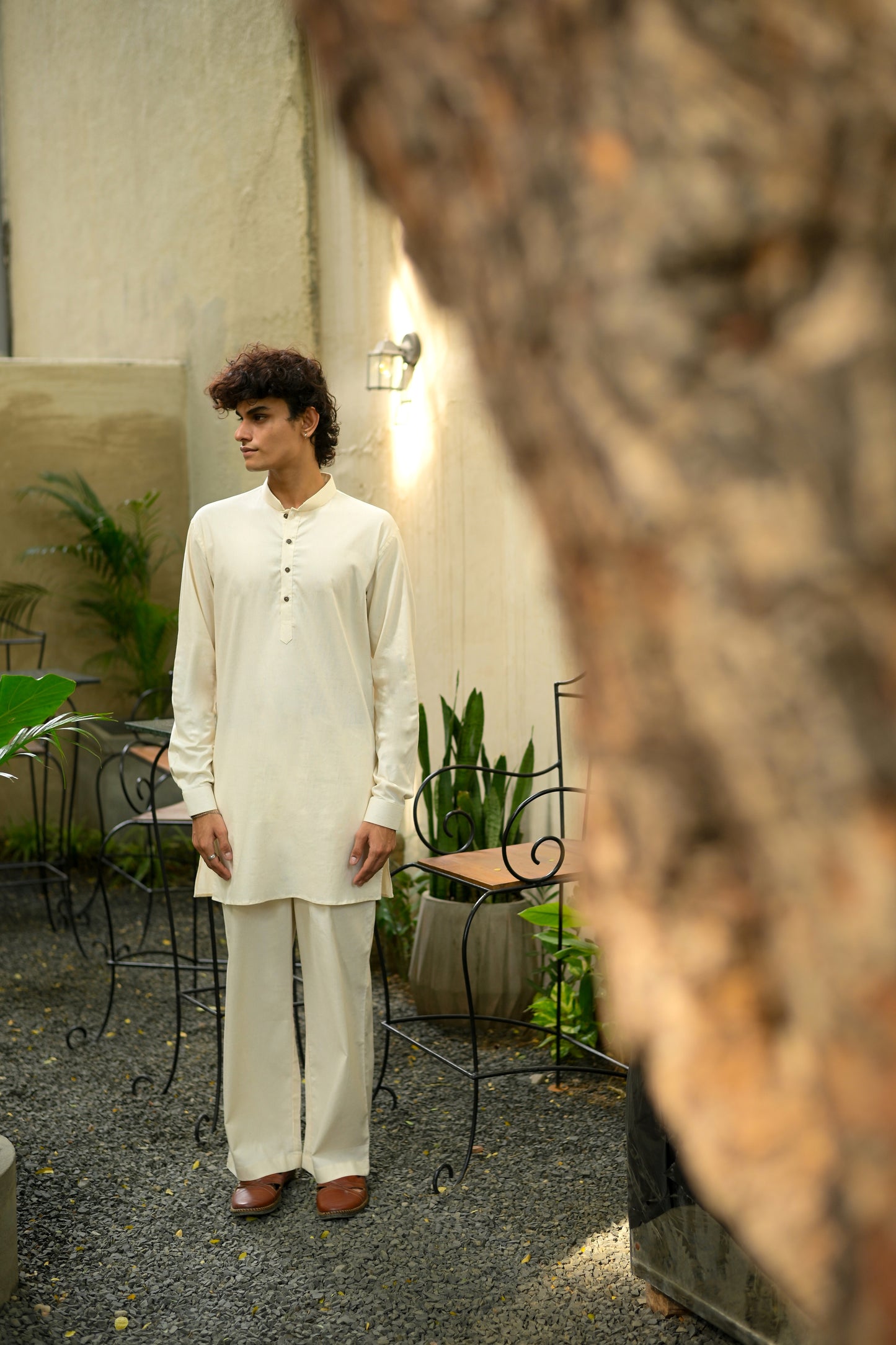 Men's Linen 5 Blend Short Kurta Set