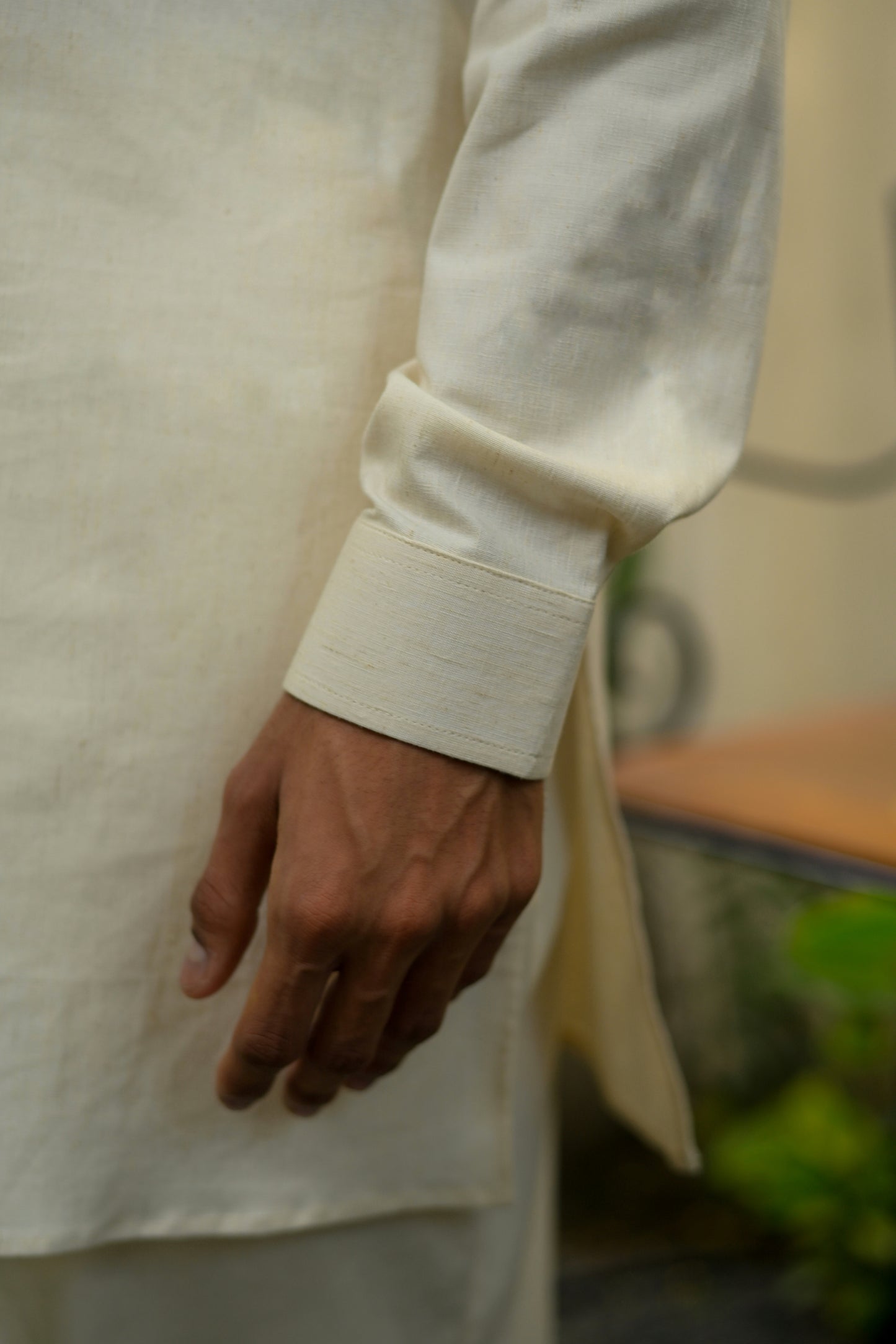 Natural Linen Blend Short Kurta Set