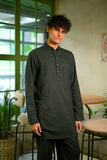 Bottle Green Linen Blend Short Kurta Set