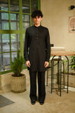 Black Linen Blend Short Kurta Set