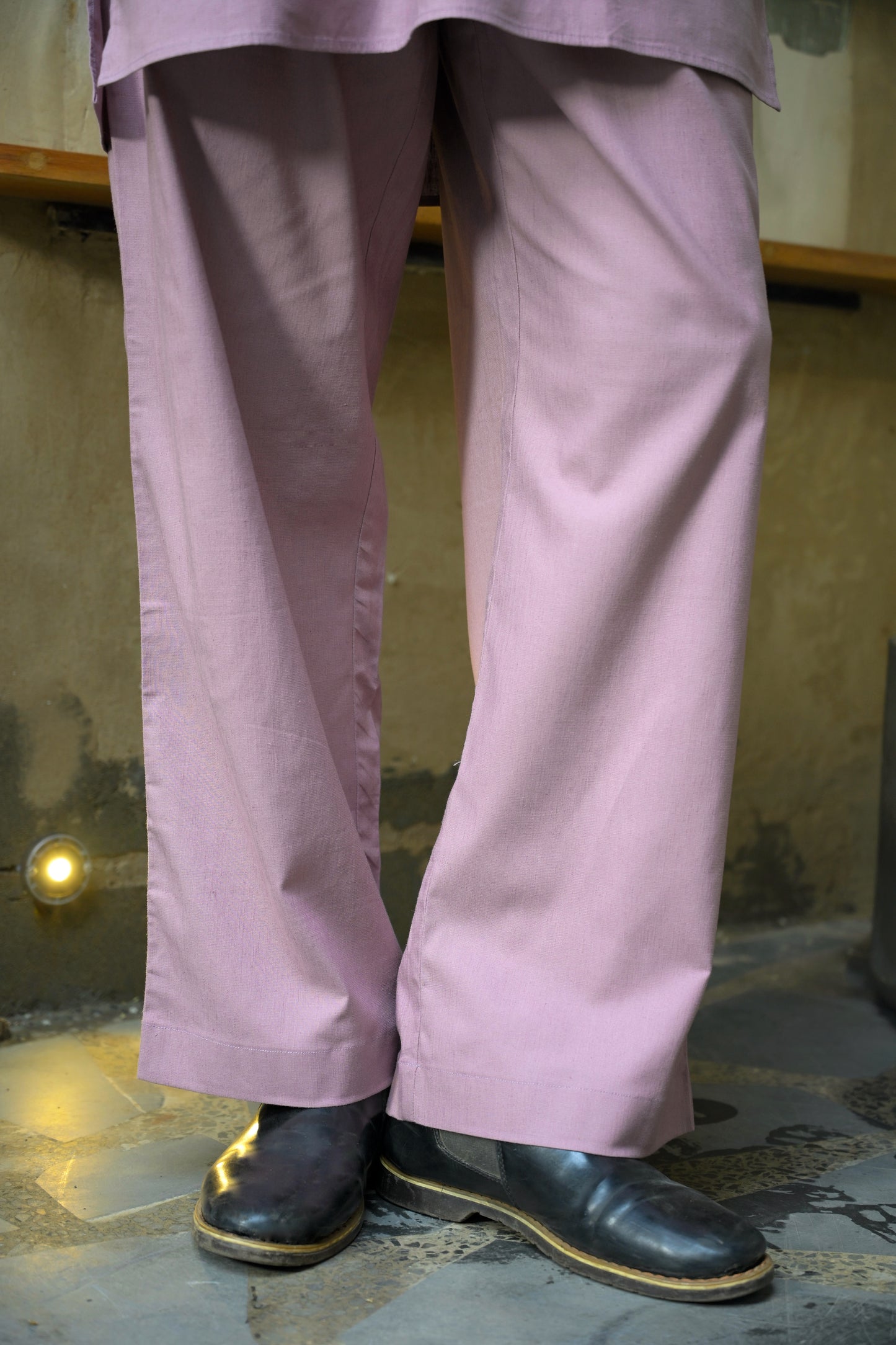 Lavender Linen Blend Short Kurta Set