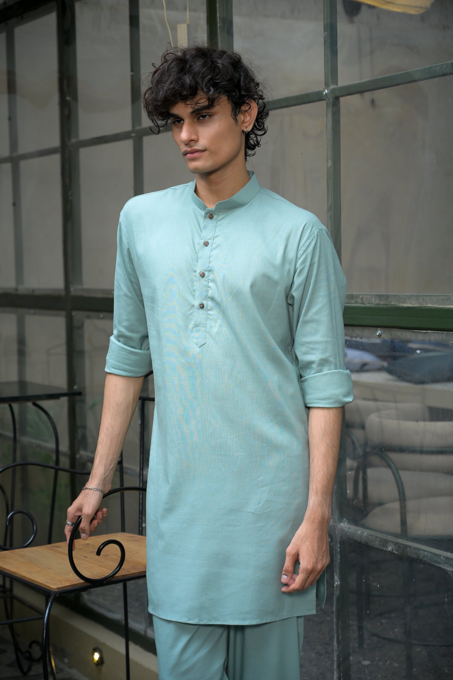 Men's Linen 5 Blend Short Kurta Set