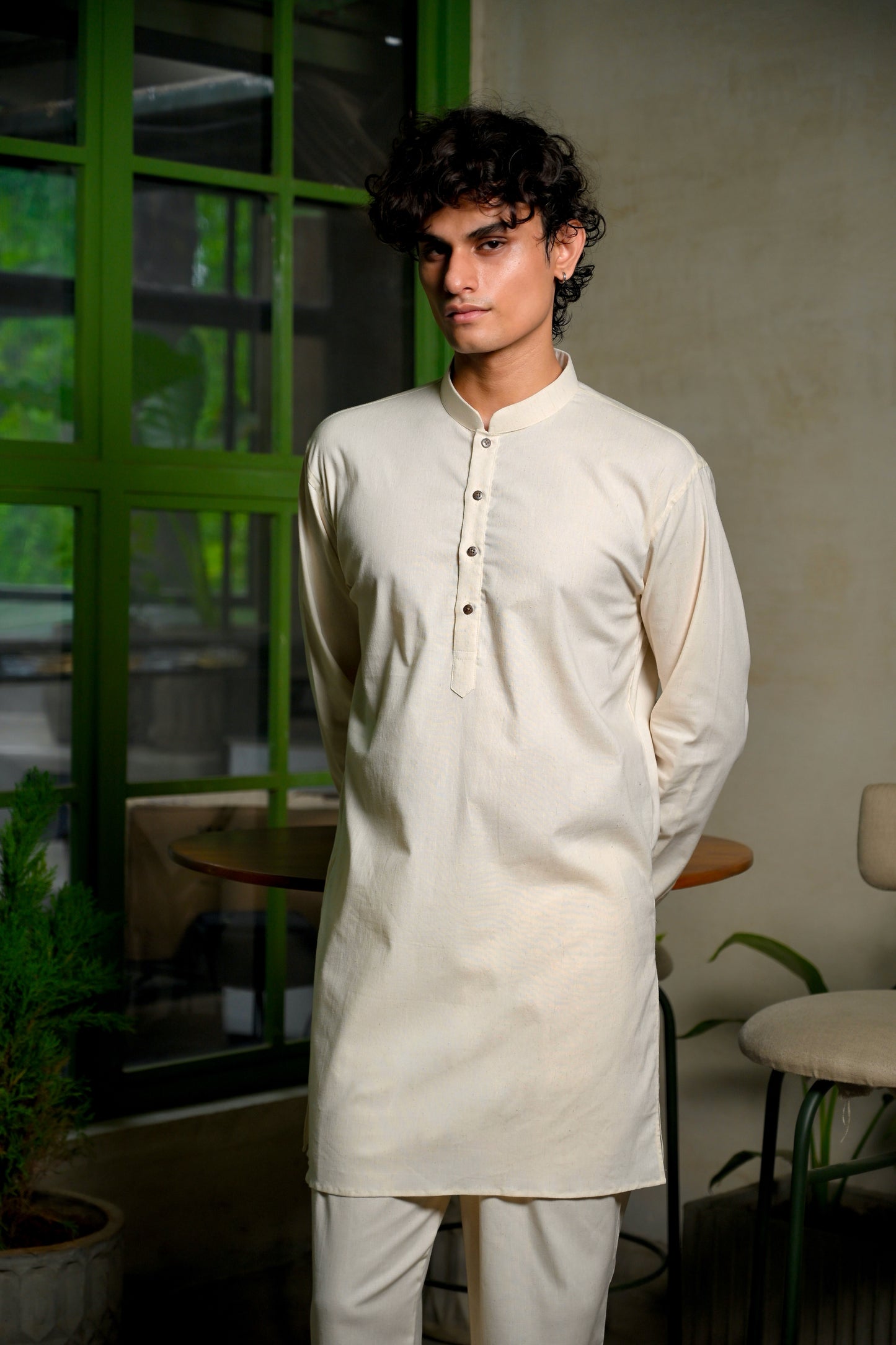 Men's Linen 5 Blend Short Kurta Set