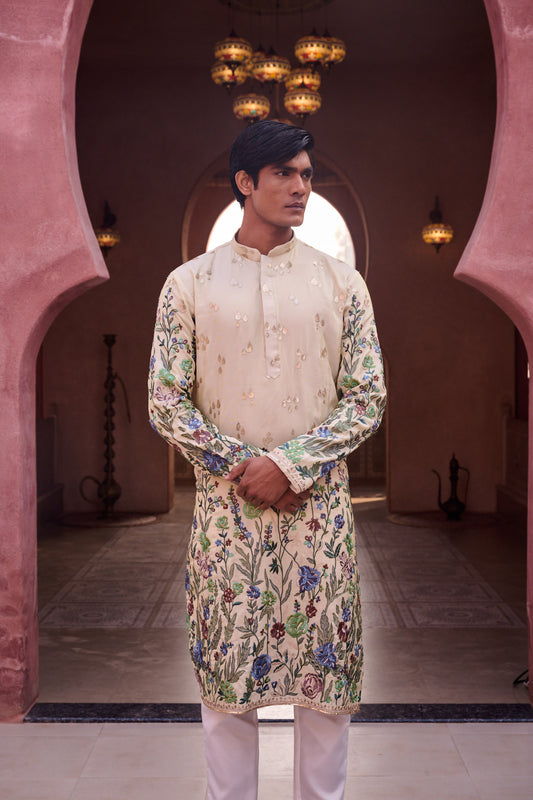 Cream Festive Kurta set