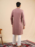 Men's Rust Rayon Kurta Set with Sequins & Thread Work Embroidery