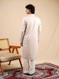 Men's Ash Grey Satin Silk Plain Kurta Set