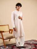 Men's Ash Grey Satin Silk Plain Kurta Set