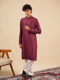 Men’s Wine Rayon Kurta Set with Sequins & Thread Work Embroidery