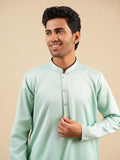Men's Mint Green Satin Silk Plain Kurta Set