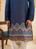 Men's Blue Cotton Blend Digital Print Kurta Set