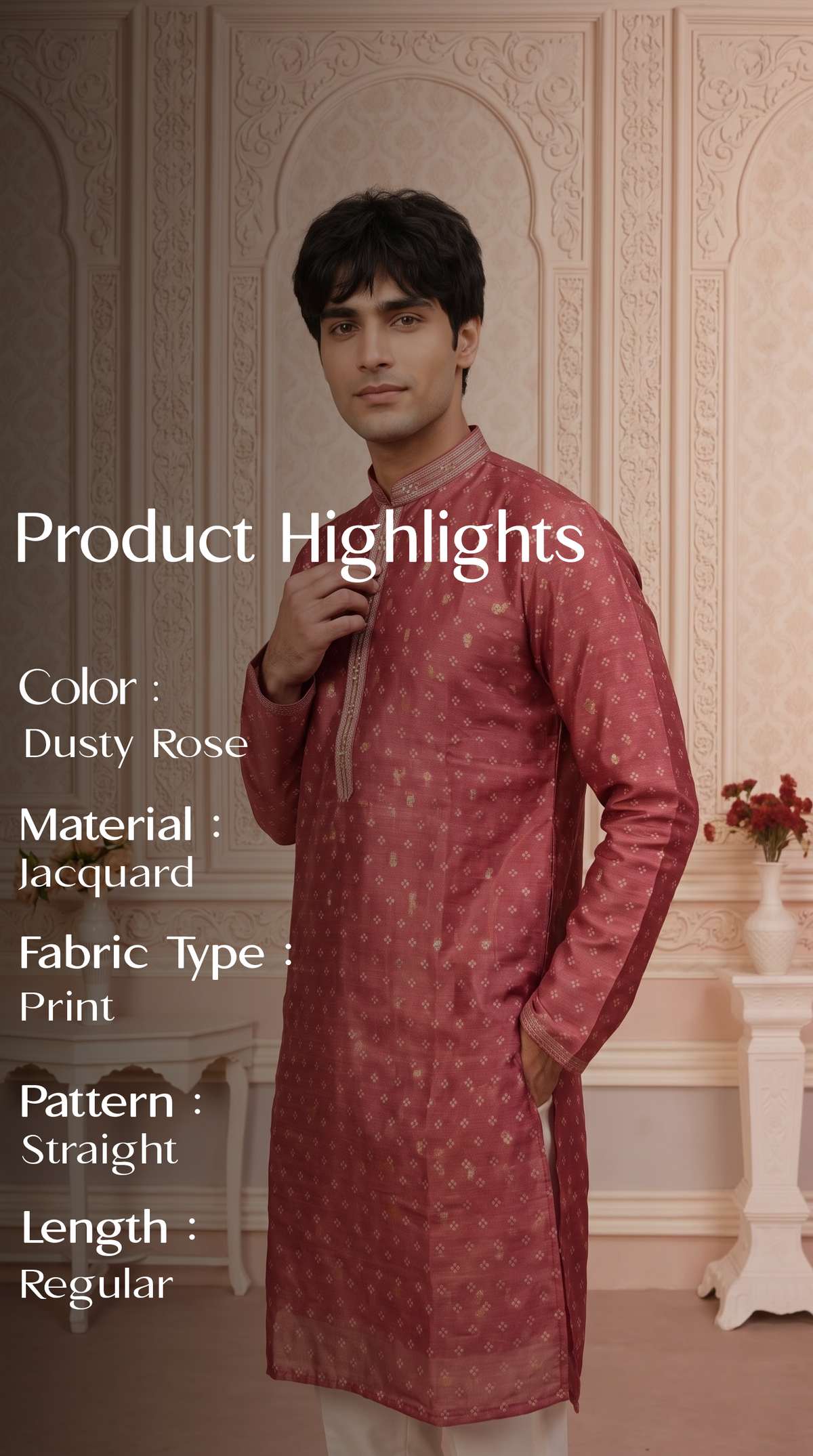 Olive Green Jacquard Silk Regular Length Kurta Set with Zari Work