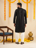 Men’s Black Rayon Kurta Set with Sequins & Thread Work Embroidery