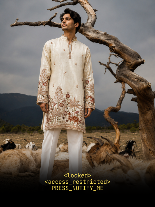Ivory Silk Kurta Set with Heritage Floral Embroidery