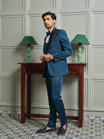 5-Piece Tuxedo Suit with Abstract Handwork