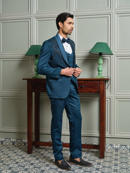 5-Piece Tuxedo Suit with Abstract Handwork