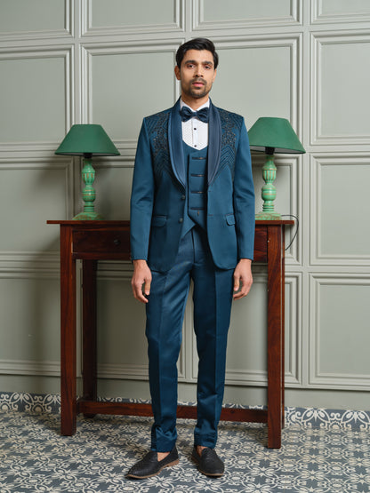 5-Piece Tuxedo Suit with Abstract Handwork