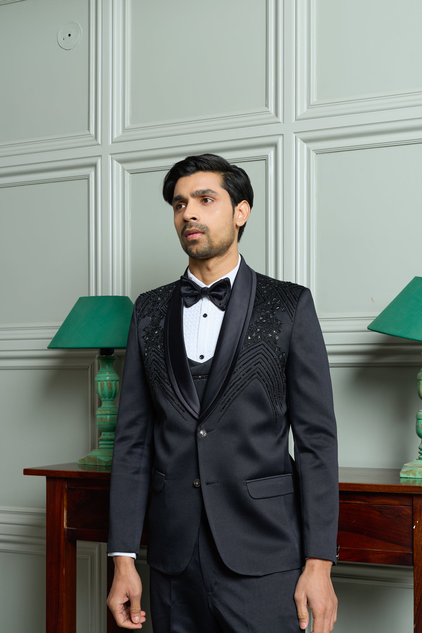 5-Piece Tuxedo Suit with Abstract Handwork