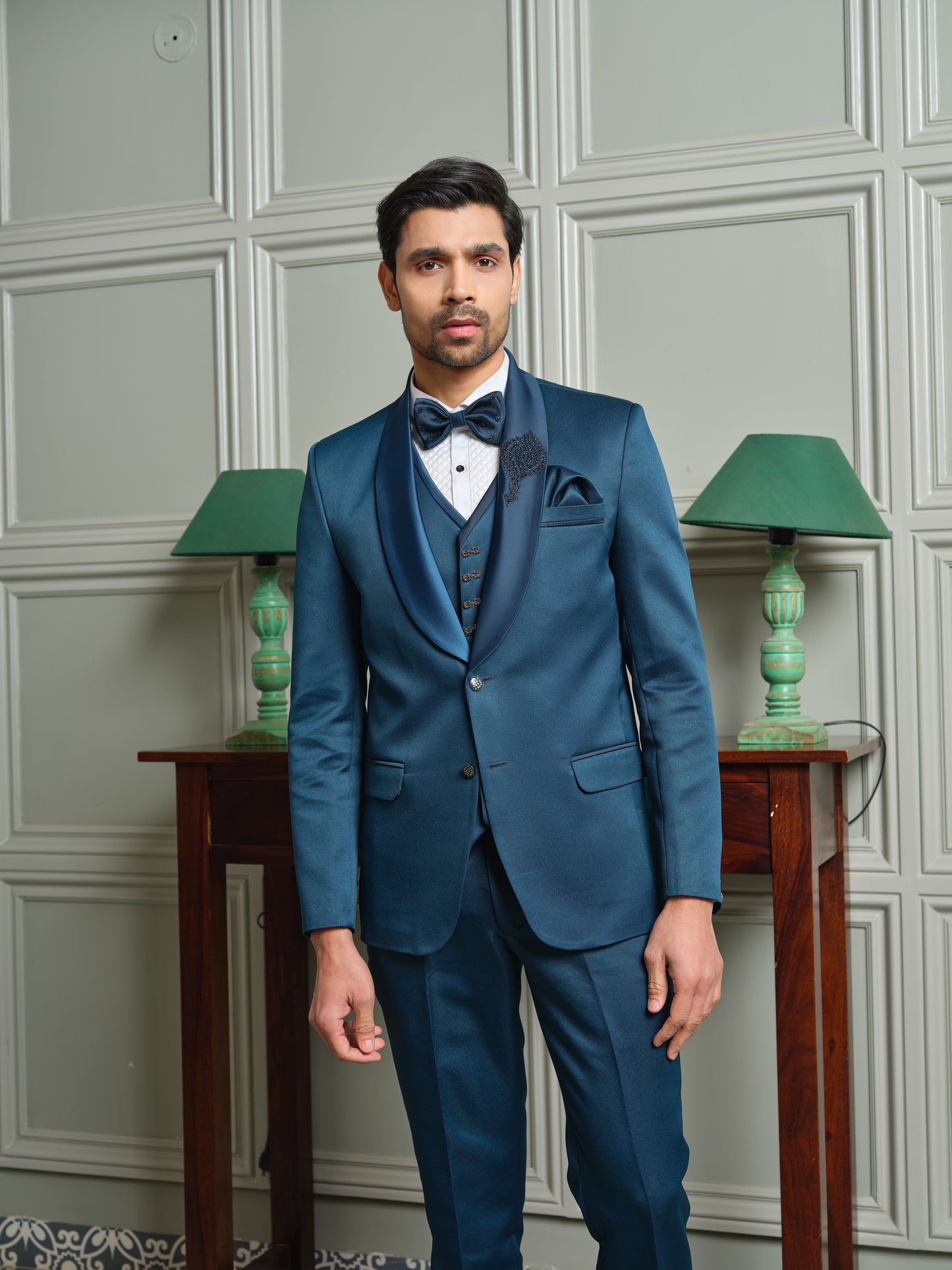 5-Piece Tuxedo Suit with Hotfix Shawl Collar