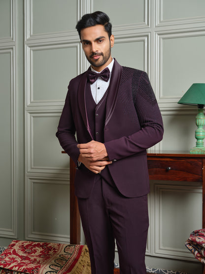 5-Piece TR Structural Tuxedo Suit with Shawl Lapel